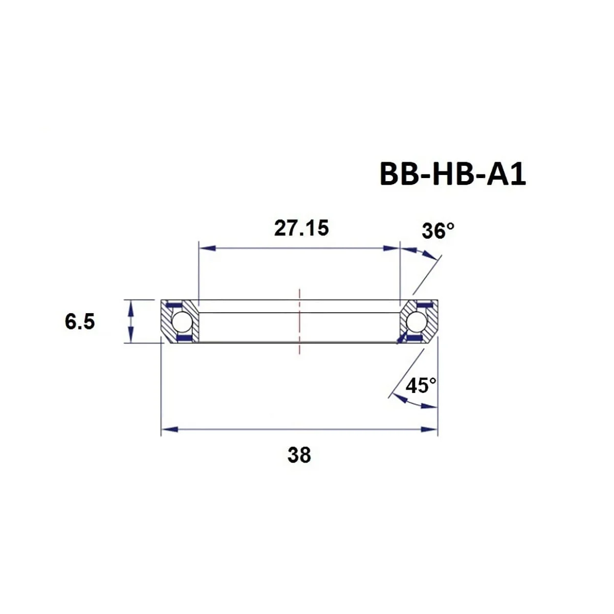 Roulement de Direction BLACK BEARING A1 27.15 x38x6.5mm 36/45° 1" - Image 3