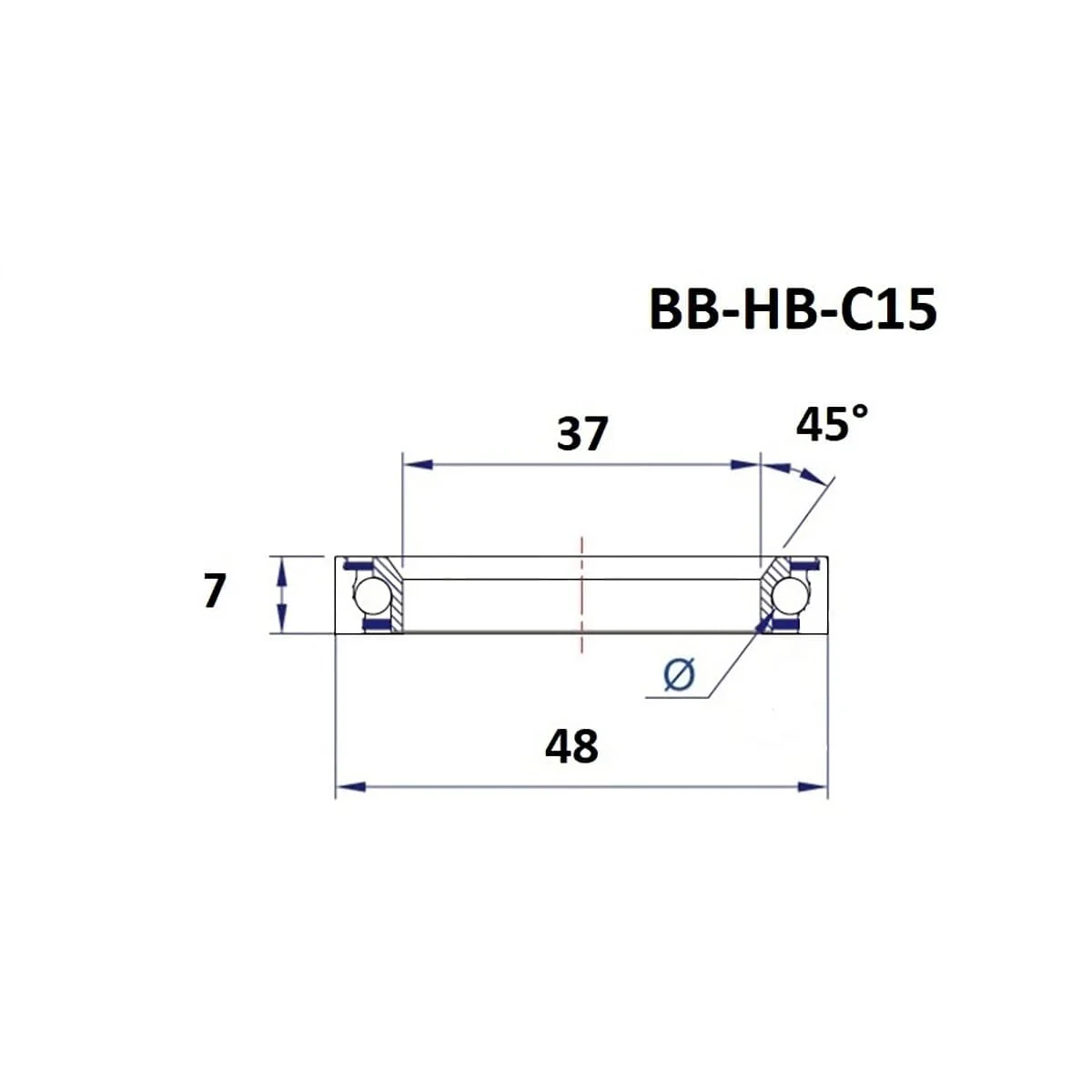 Roulement de Direction BLACK BEARING C15 45/90° (37 x 48 x 7 mm) - Image 2