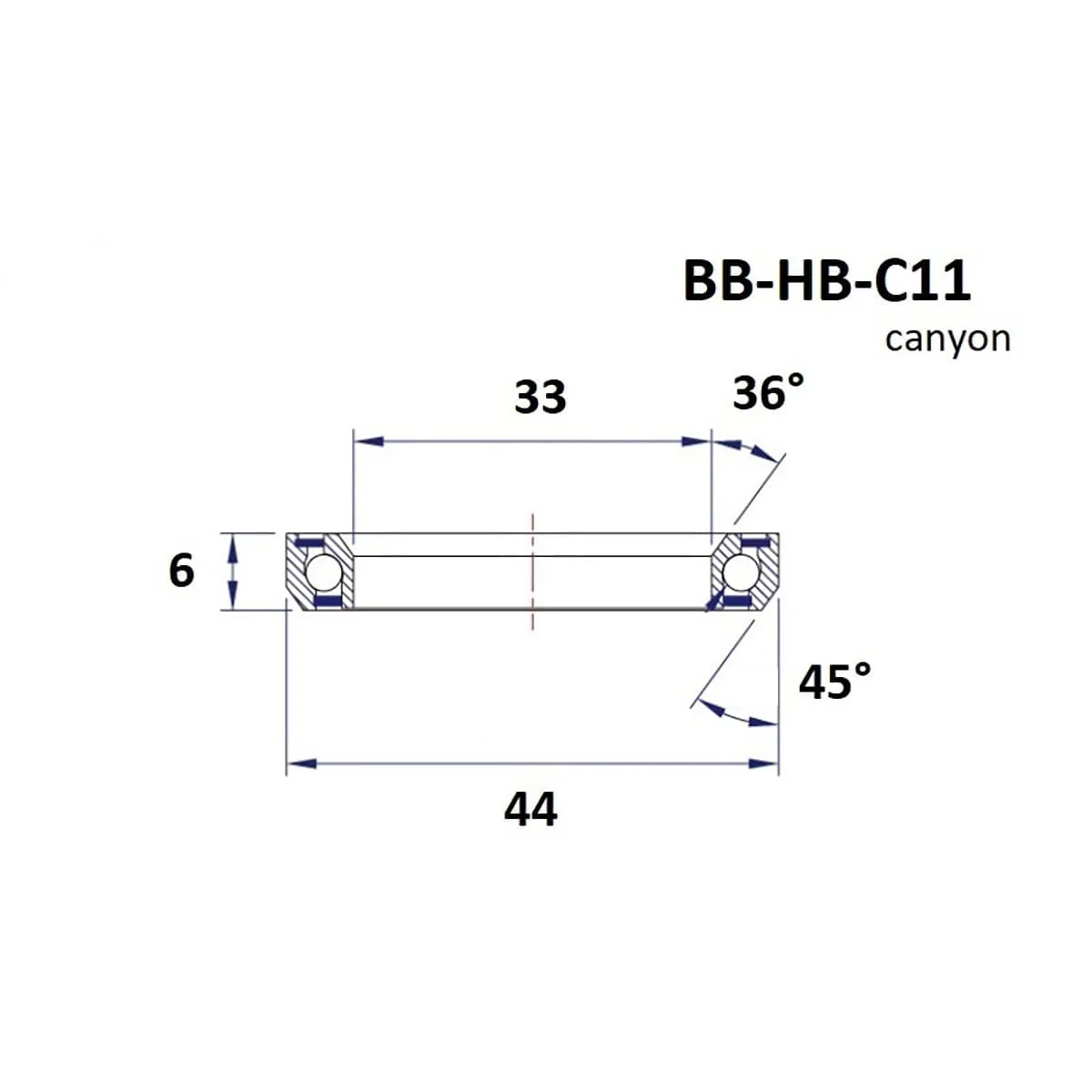 Roulement de Direction BLACK BEARING Canyon C11 33x44x6mm 36/45° - Image 2