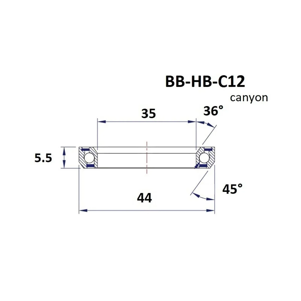 Roulement de Direction BLACK BEARING Canyon C12 36/45° (35 x 44 x 5.5 mm) - Image 2
