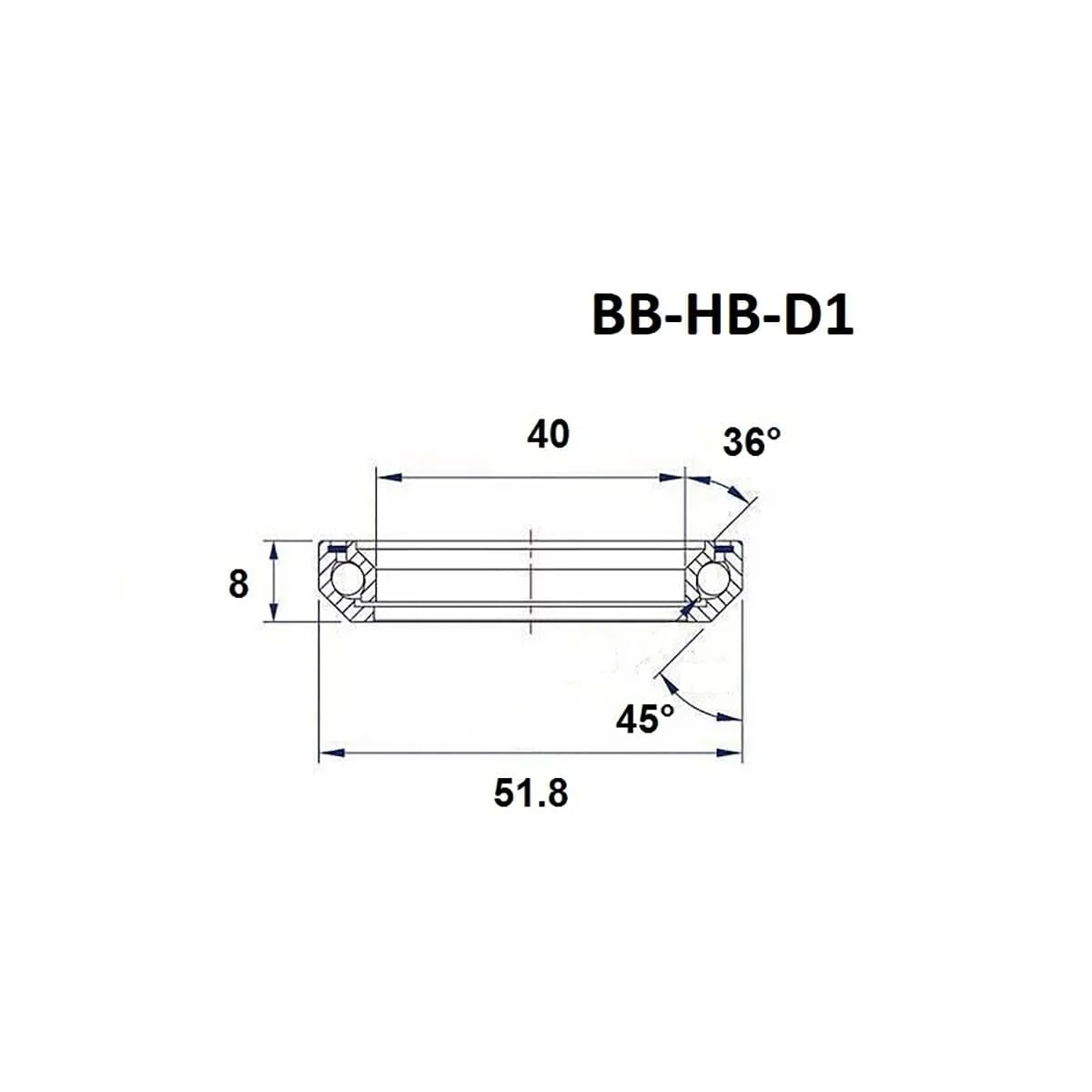Roulement de Direction BLACK BEARING D1 1-1/2" 36/45° (40 x 51.8 x 8 mm) - Image 3