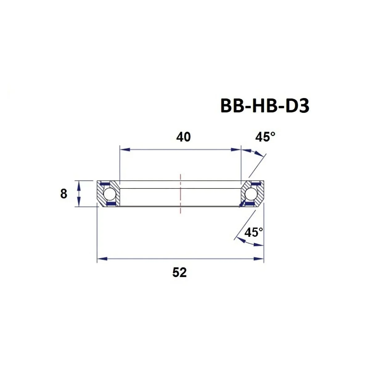 Roulement de Direction BLACK BEARING D3 1-1/2" 45/45° (40 x 52 x 8 mm) - Image 3