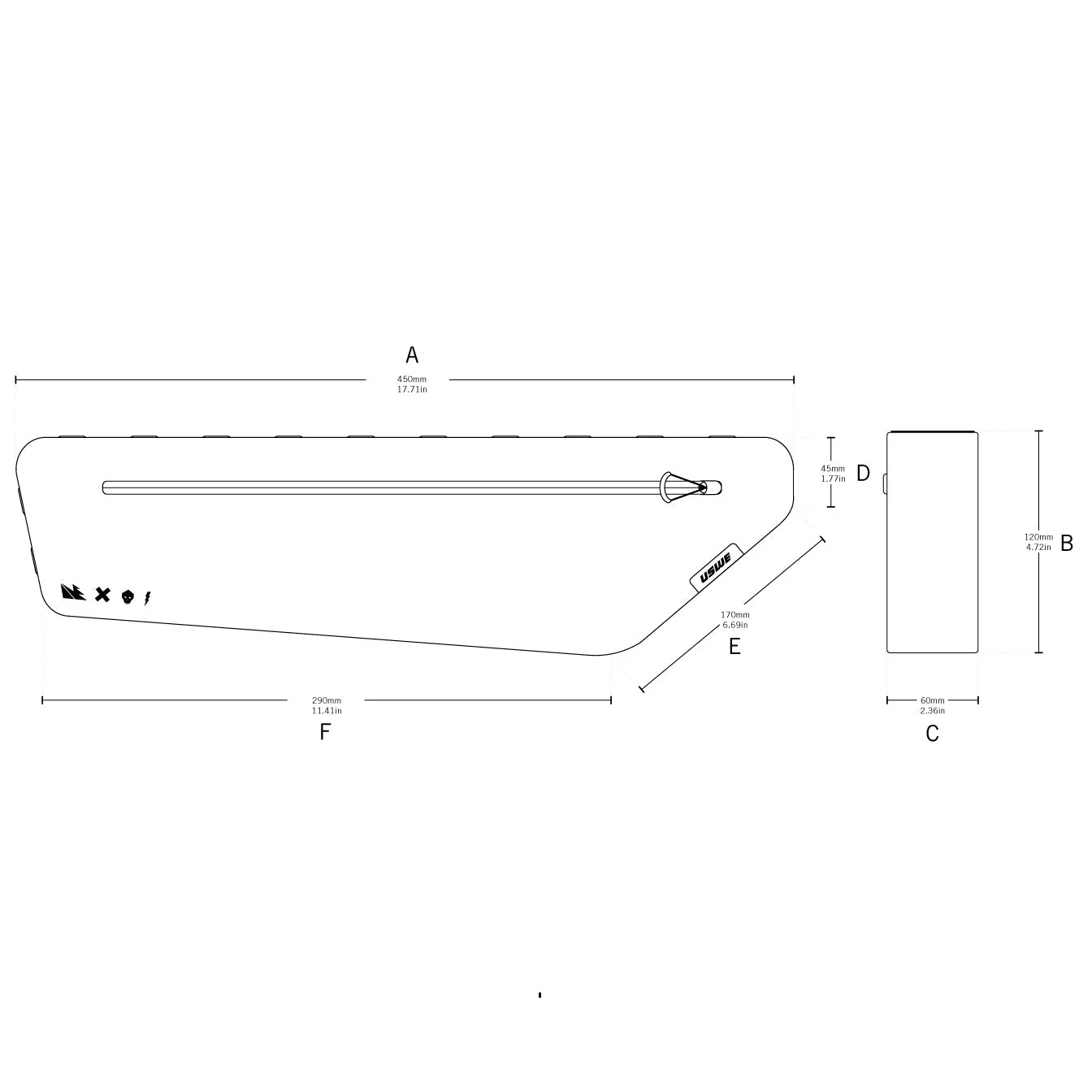 Sacoche de Cadre USWE FRAME TUBE LARGE 3.4 L Noir - Image 6