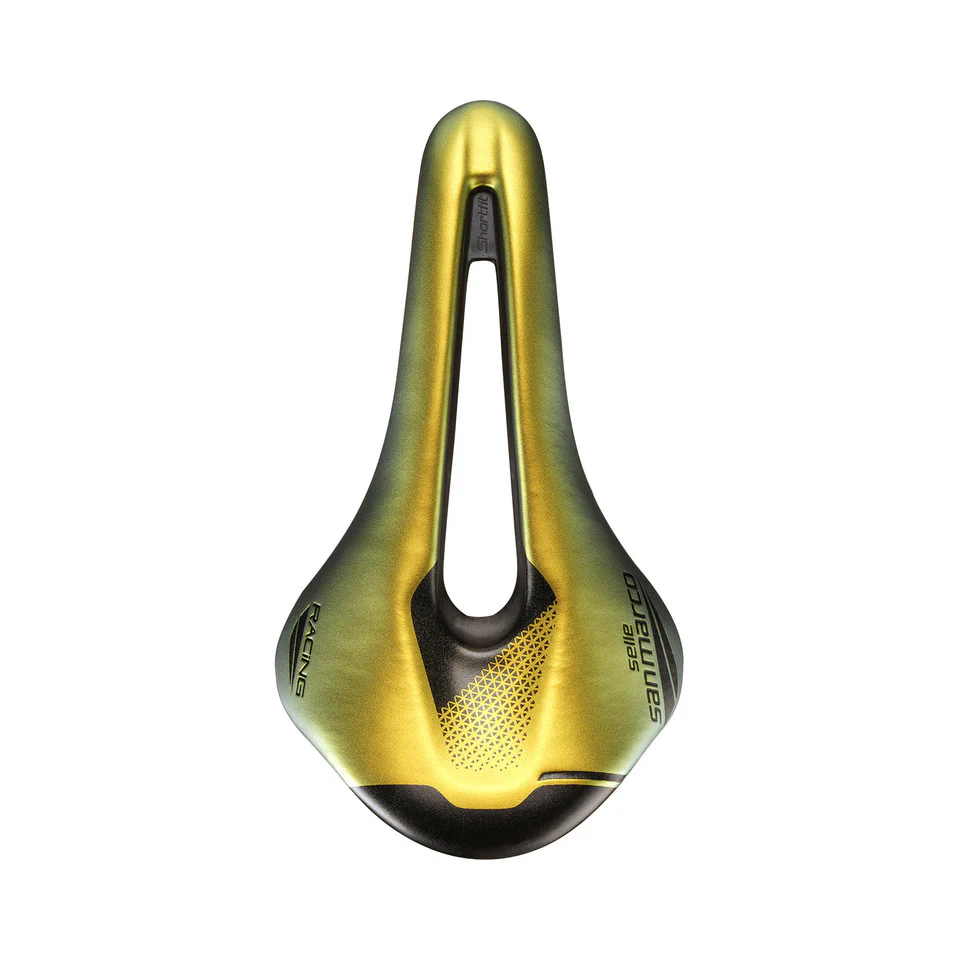 Selle SAN MARCO SHORTFIT 2.0 OPEN-FIT RACING L3 Largeur 155mm Rails Acier Xsilite Or - Image 3