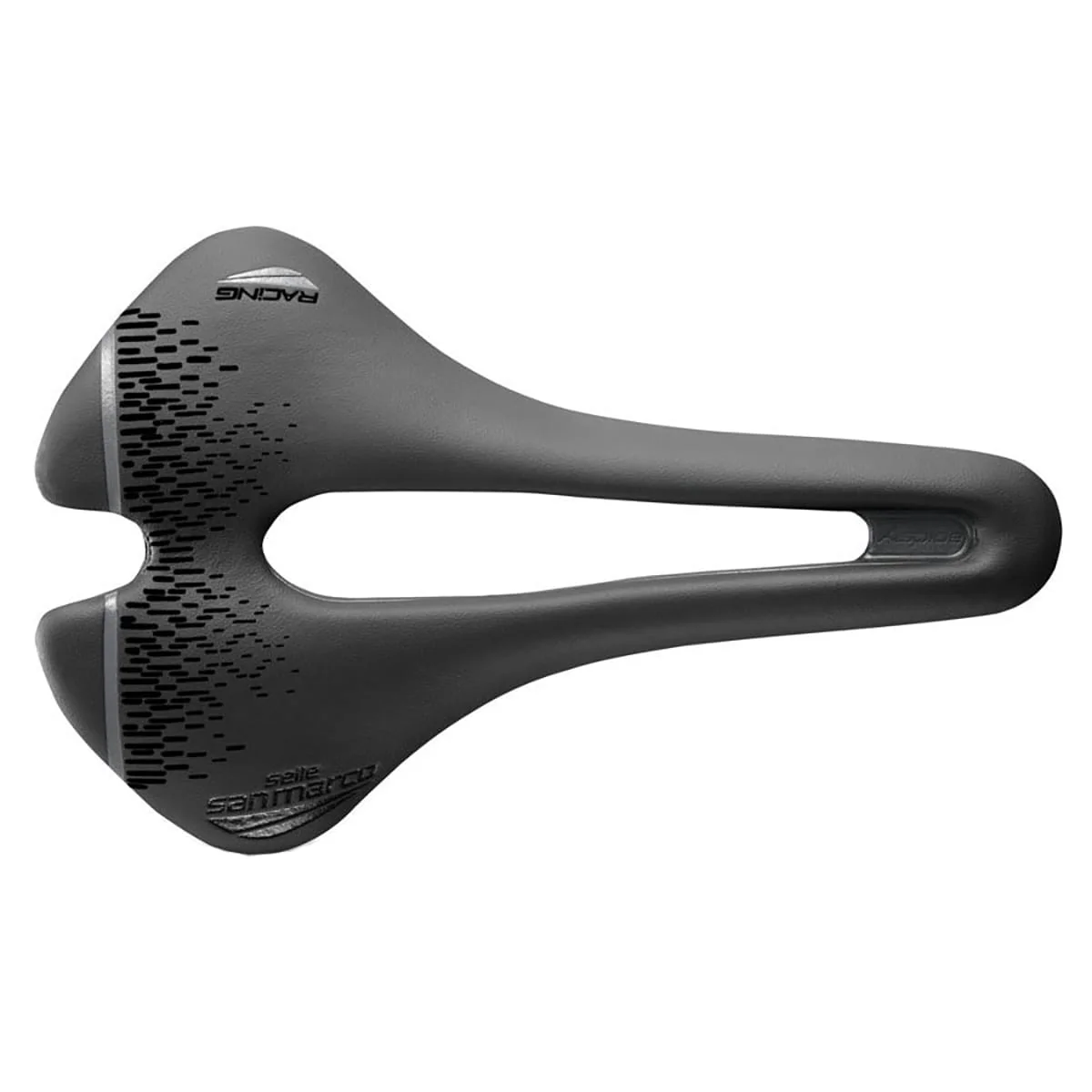 Selle SAN MARCO ASPIDE SHORT OPEN-FIT RACING S3 Largeur 139mm Rails Acier Xsilite Noir