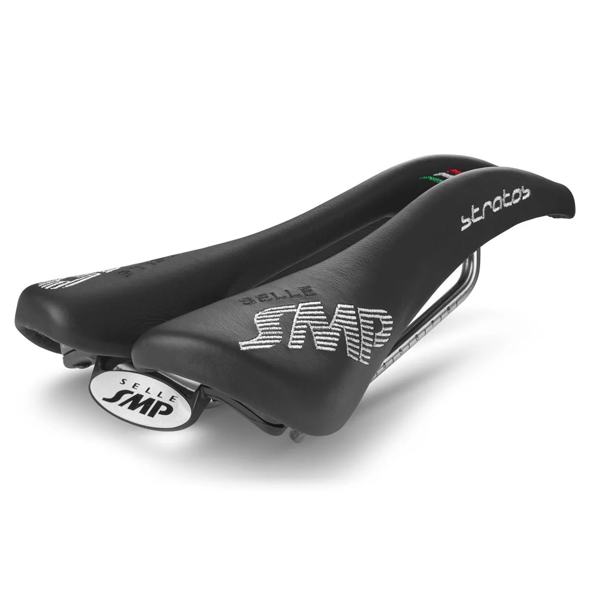 Selle SMP STRATOS Cuir Rails Inox Noir - Image 3