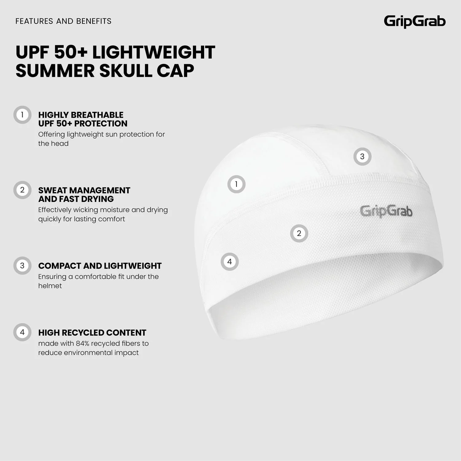 Sous Casque GRIPGRAB UPF 50+ Blanc - Image 8