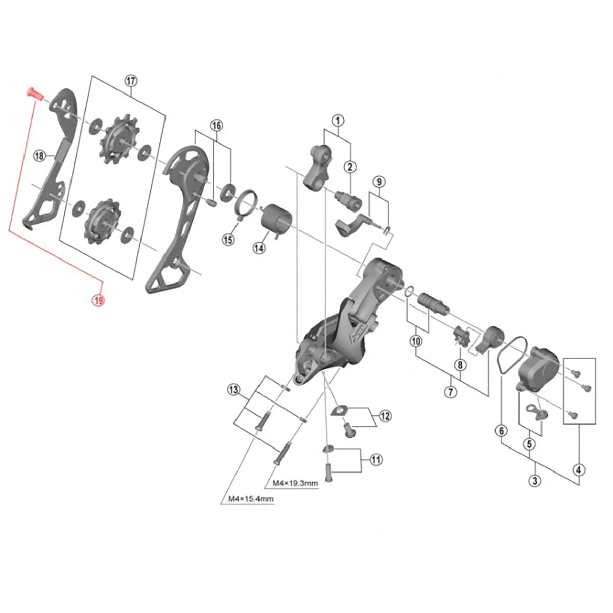Vis de Galets de Dérailleur Arrière SHIMANO M5x12.45 mm (x1)