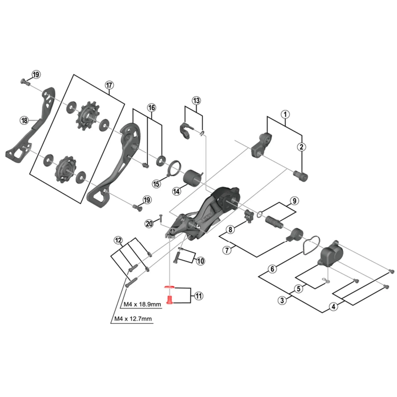Vis de Serrage Cable de Dérailleur Arrière SHIMANO XTR M9000 / M9120
